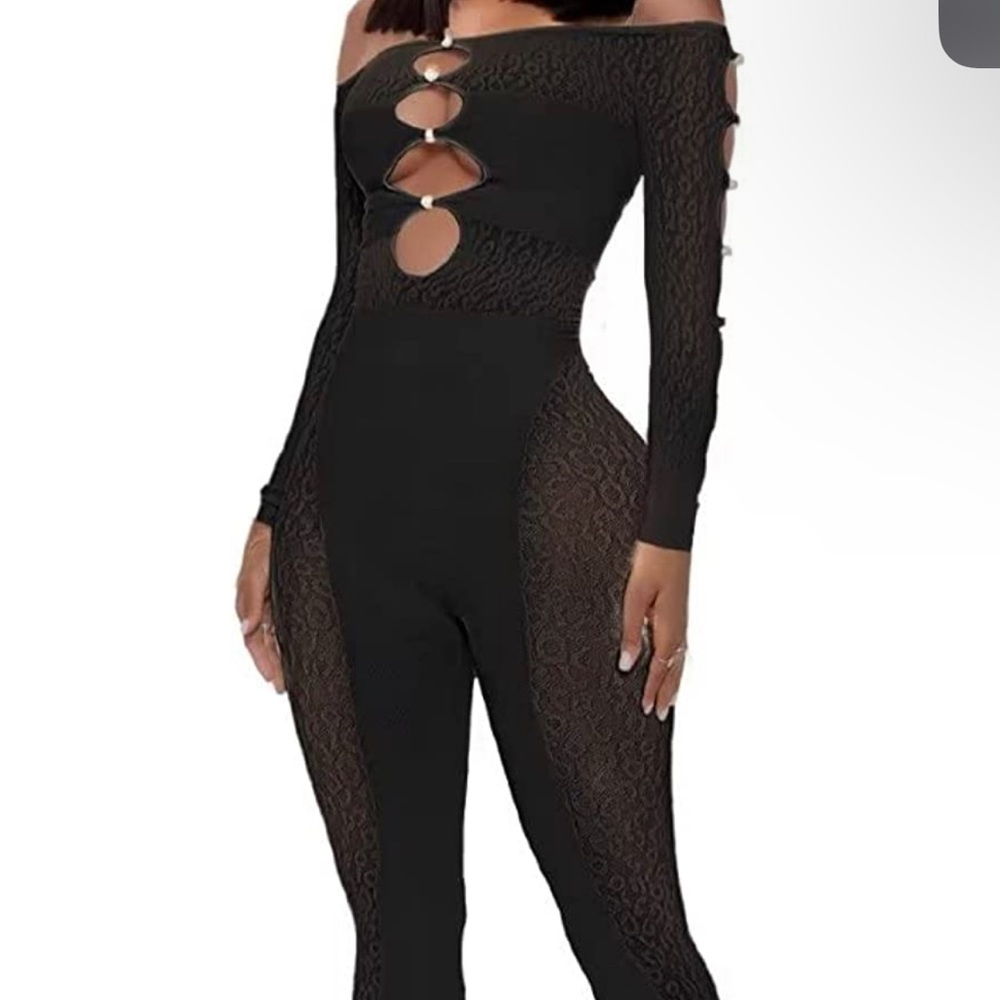 Off Shoulder Leopard Print Sheer Mesh Bodycon Pants Jumpsuits Rompers Clubwear